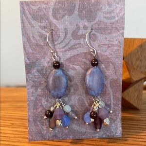 Handmade Purple and Silver Dangle Earrings